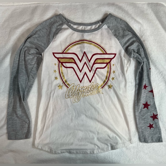 Wonder Woman Girls Long Sleeve Baseball Tee Size Large (10-12) - Picture 1 of 3